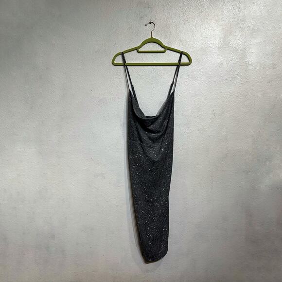 Shein Sexy Silver Sequins Criss Cross Back Midi Dress Sz 2XL NWT - Picture 1 of 10